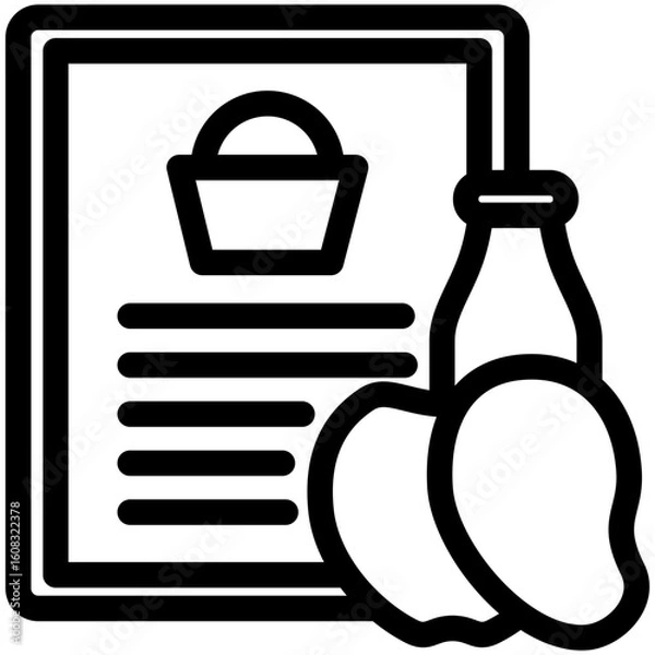 Fototapeta Category List black outline, mini illustration icon. use for modern concept, print, UI, UX kit, web and app development. Vector related to commerce, retail, marketing and shopping.