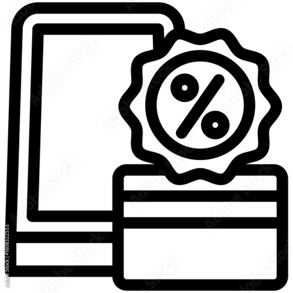 Fototapeta Credit Card black outline, mini illustration icon. use for modern concept, print, UI, UX kit, web and app development. Vector related to commerce, retail, marketing and shopping.