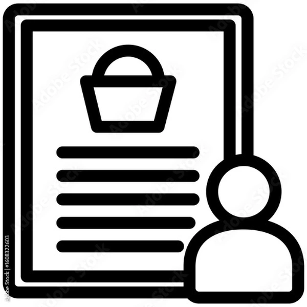 Fototapeta Customer List black outline, mini illustration icon. use for modern concept, print, UI, UX kit, web and app development. Vector related to commerce, retail, marketing and shopping.