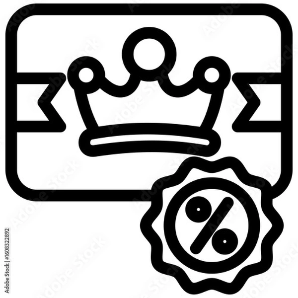Fototapeta Loyalty Card black outline, mini illustration icon. use for modern concept, print, UI, UX kit, web and app development. Vector related to commerce, retail, marketing and shopping.