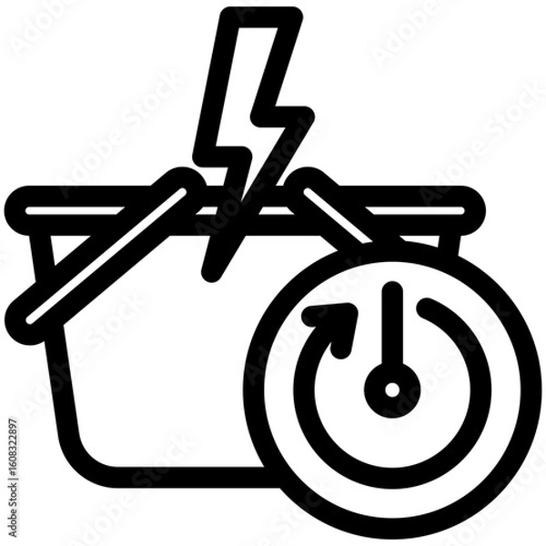 Fototapeta Limited Time black outline, mini illustration icon. use for modern concept, print, UI, UX kit, web and app development. Vector related to commerce, retail, marketing and shopping.