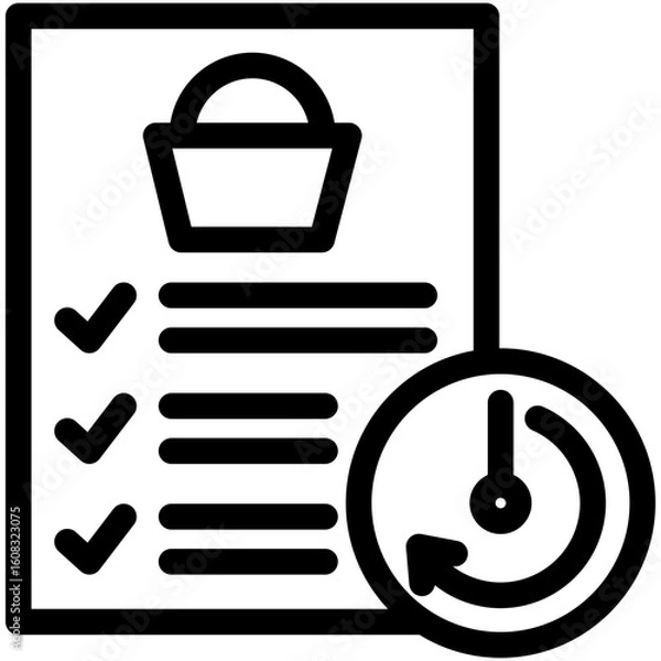 Fototapeta History black outline, mini illustration icon. use for modern concept, print, UI, UX kit, web and app development. Vector related to commerce, retail, marketing and shopping.