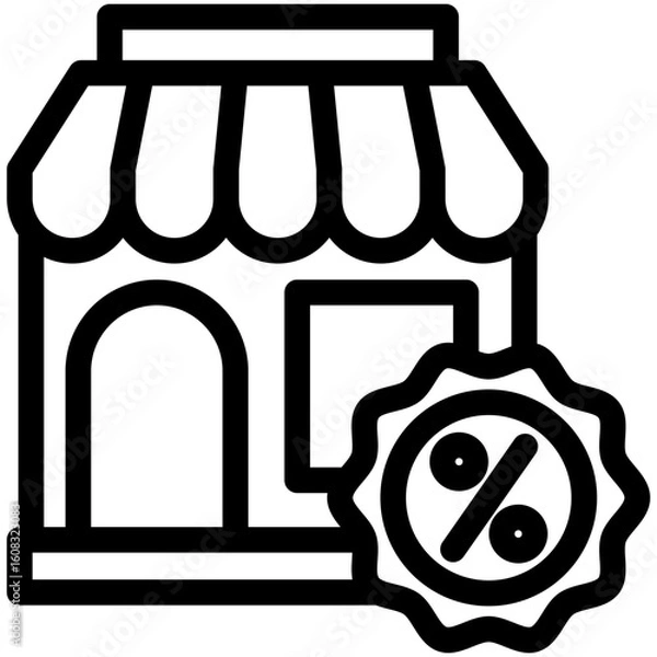 Fototapeta Outlet Store black outline, mini illustration icon. use for modern concept, print, UI, UX kit, web and app development. Vector related to commerce, retail, marketing and shopping.