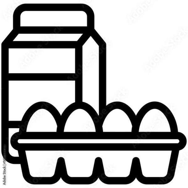 Fototapeta Dairy Products black outline, mini illustration icon. use for modern concept, print, UI, UX kit, web and app development. Vector related to commerce, retail, marketing and shopping.