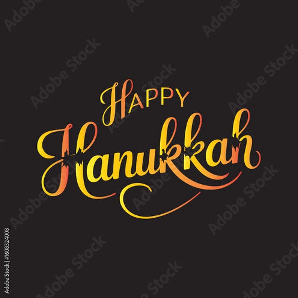 Fototapeta Happy Hanukkah Calligraphy Text Design,Elegant Happy Hanukkah Typography Vector,Handwritten Happy Hanukkah Holiday Lettering,Modern Script Happy Hanukkah Text Illustration,Stylish Happy Hanukkah 