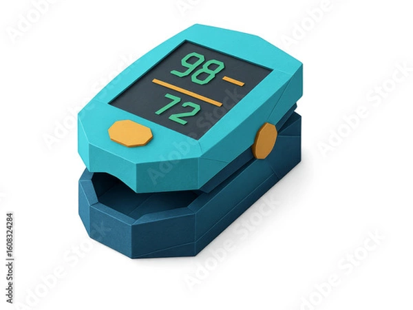 Obraz Origami paper pulse oximeter icon with clean, modern look and transparent background. Generative AI