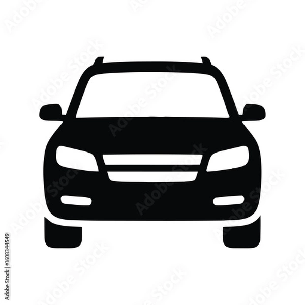 Fototapeta Simple black silhouette of a modern suv front view