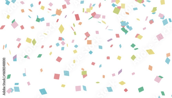 Fototapeta パステルカラーの紙吹雪が舞うベクターイラスト
