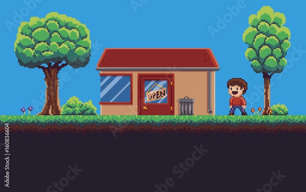 Fototapeta Pixel Game Background