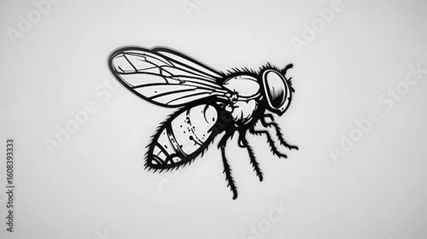 Obraz Fruit Fly outline icon on white background