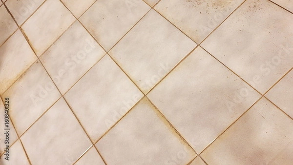 Obraz Dirty Bathroom Tile Floor with Grimy Grout Lines