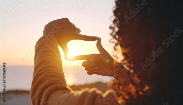 Obraz Hands framing sunset