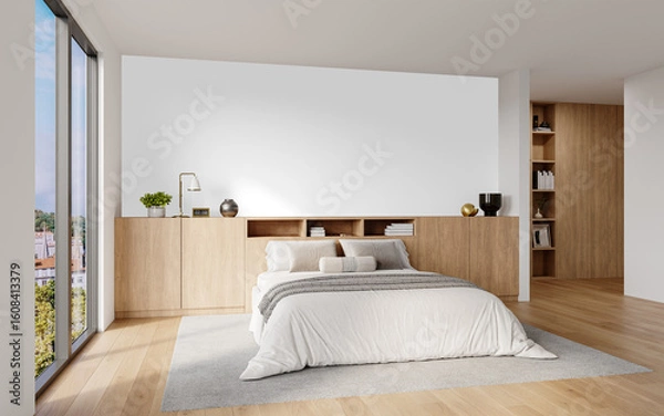 Fototapeta  Elegant Curved Sofa with Wooden Coffee Table and Floor Lamp – Transparent PNG for Interior Mockup