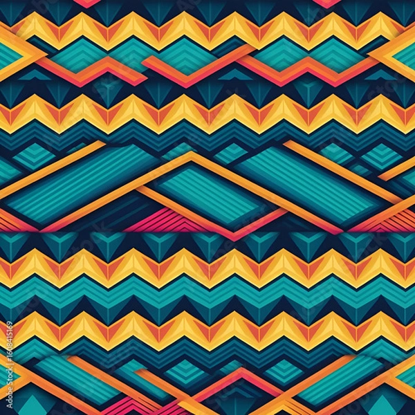 Fototapeta Vibrant Geometric Pattern with Interlocking Diamond Shapes