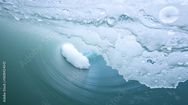 Obraz Inside view of a dynamic, foamy ocean wave