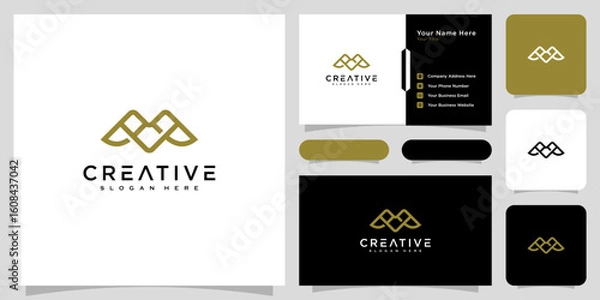 Obraz initials letter M logo vector design line style