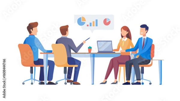 Fototapeta Business team meeting presentation data analysis collaboration teamwork strategy discussion office people group 100