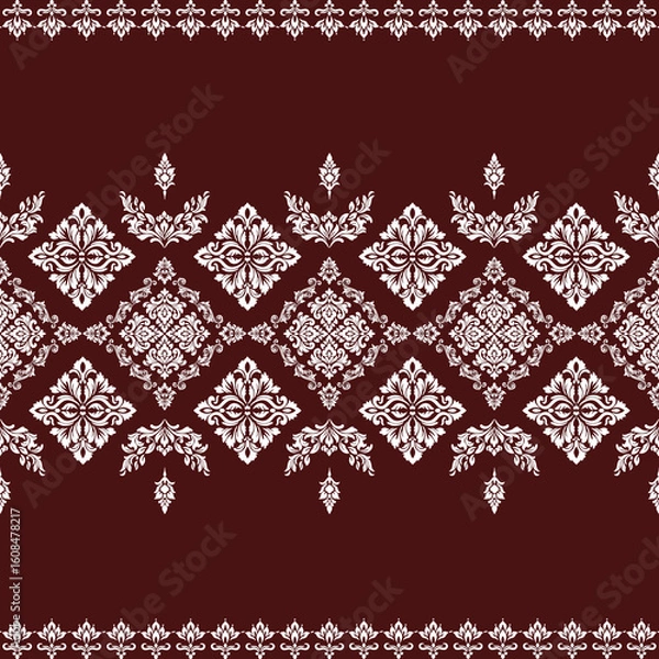 Obraz Classic Damask Seamless Pattern - Elegant Vector Design Inspired by Traditional Textile Art