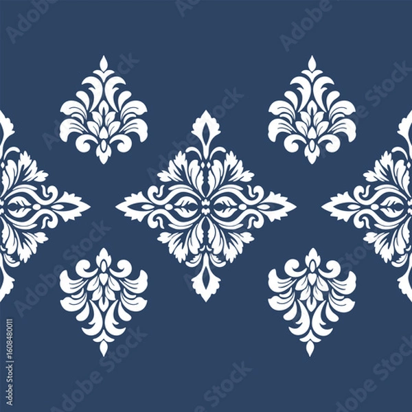Obraz Classic Damask Seamless Pattern - Elegant Vector Design Inspired by Traditional Textile Art