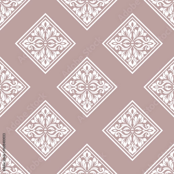 Obraz Classic Damask Seamless Pattern - Elegant Vector Design Inspired by Traditional Textile Art