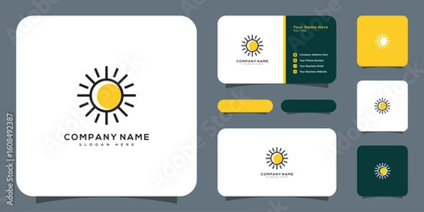 Fototapeta sun logo vector icon design linear