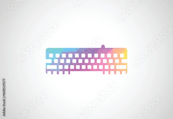 Fototapeta Low Poly with Computer low poly logo design, Vector illustration