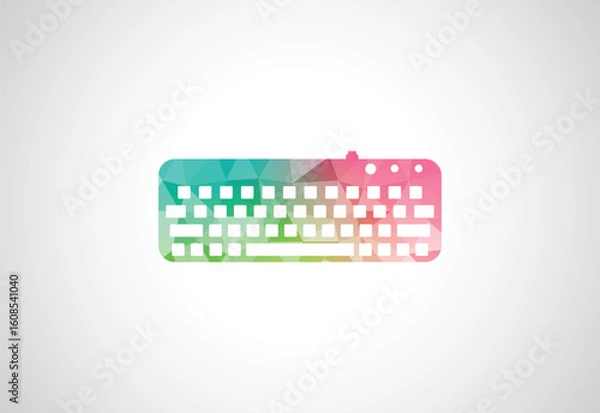 Fototapeta Low Poly with Computer low poly logo design, Vector illustration