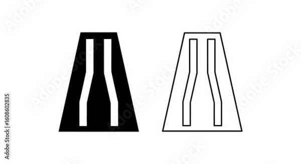 Obraz Two stylized illustrations of a traffic cone, one filled black, one outlined.