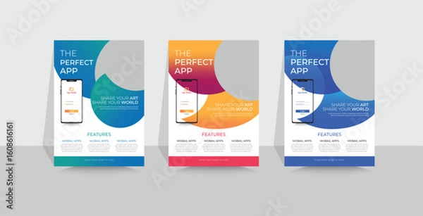 Obraz Mobile Apps Flyer template. Mobile app promotion flyer brochure vector template