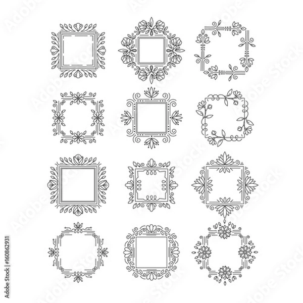 Fototapeta Monogram flower set