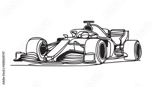 Fototapeta Continuous one single minimal line drawing formula 1 racing car