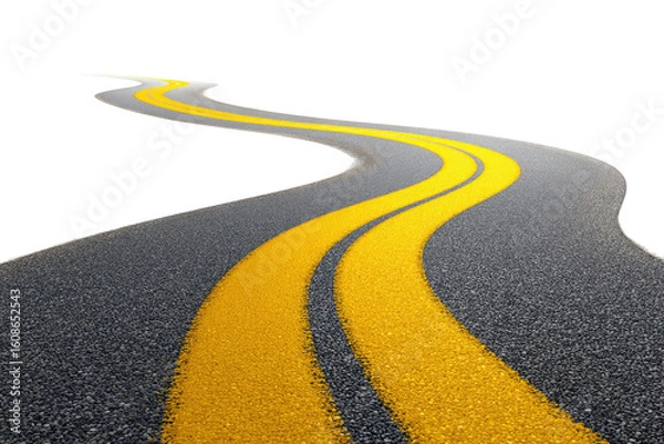 Obraz Winding asphalt road with yellow lines