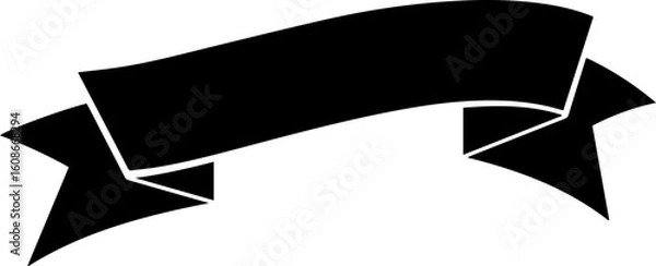Fototapeta Black Ribbon Banner Icon – Decorative Label, Badge, Tag Vector Element

