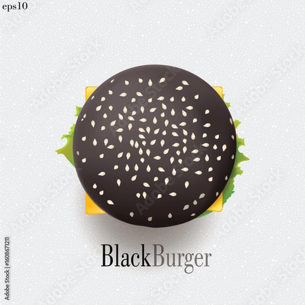 Obraz Black Hamburger 3D vector illustration