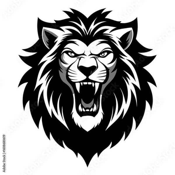 Obraz a lion head roaring with its mouth open in a simple look a logo silhouette vector illustration