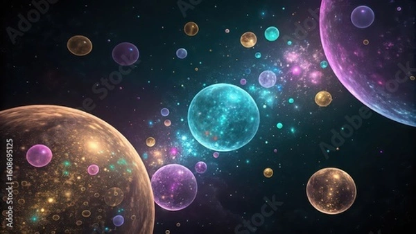 Obraz Colorful planets in space galaxy background cosmic wallpaper hd space exploration astronomy wallpaper