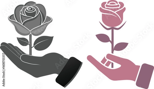 Fototapeta hand holding a rose in vector 