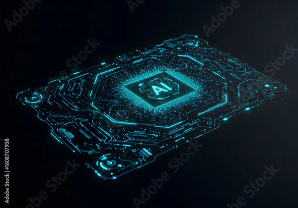 Fototapeta Futuristic Dark AI Technology Background