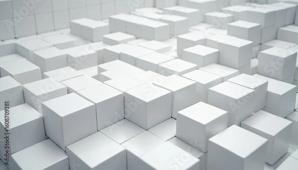 Obraz 3d render of a monochrome background with extruding cubes
5