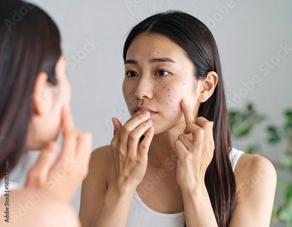 Fototapeta 肌を気にする若い女性　Generated image