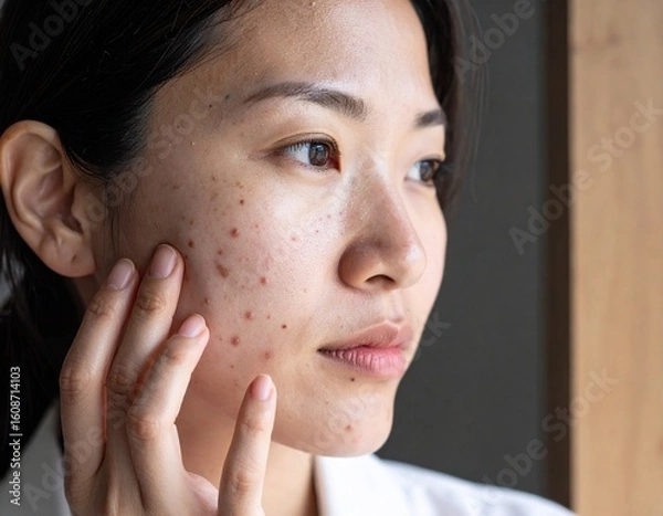 Fototapeta 肌を気にする若い女性　Generated image