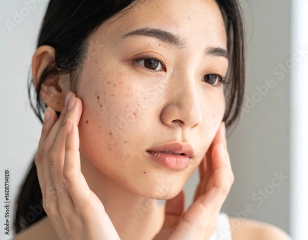 Fototapeta 肌を気にする若い女性　Generated image