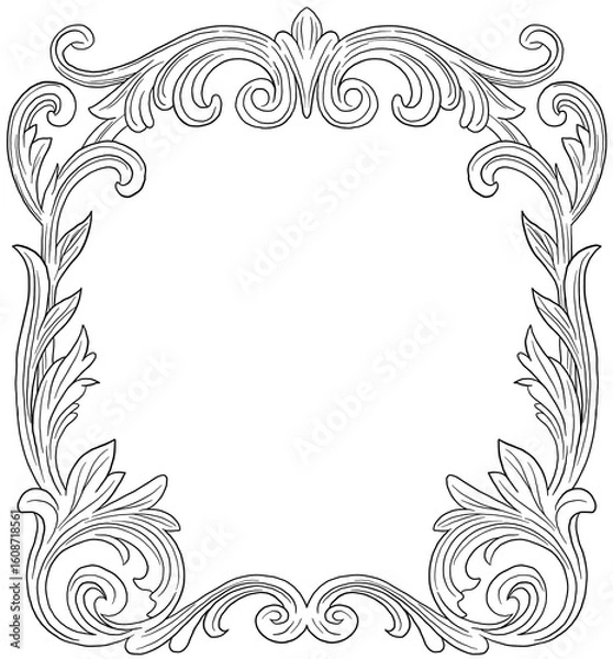 Fototapeta Royal floral pattern border and frame illustration	