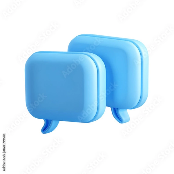 Fototapeta Two blue chat bubbles communicating isolated on transparent background