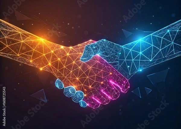 Fototapeta Digital handshake symbolizing connection and technology