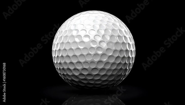 Obraz Golf Ball Closeup on Black  White Golf Ball Texture with Dramatic Lighting.