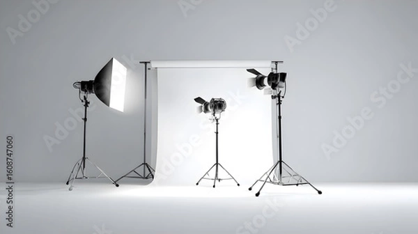 Fototapeta Professional photography studio lighting equipment setup for creative shoots