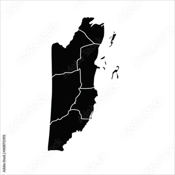 Fototapeta Belize Administrative Divisions Outline Map (Uses professional terminology for internal boundaries)