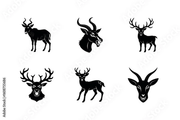 Obraz Diverse Antelope & Deer Silhouettes