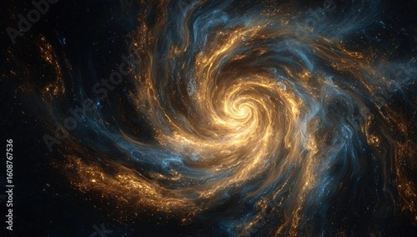 Fototapeta Spiral galaxy, vibrant colors, swirling nebulae in deep space
